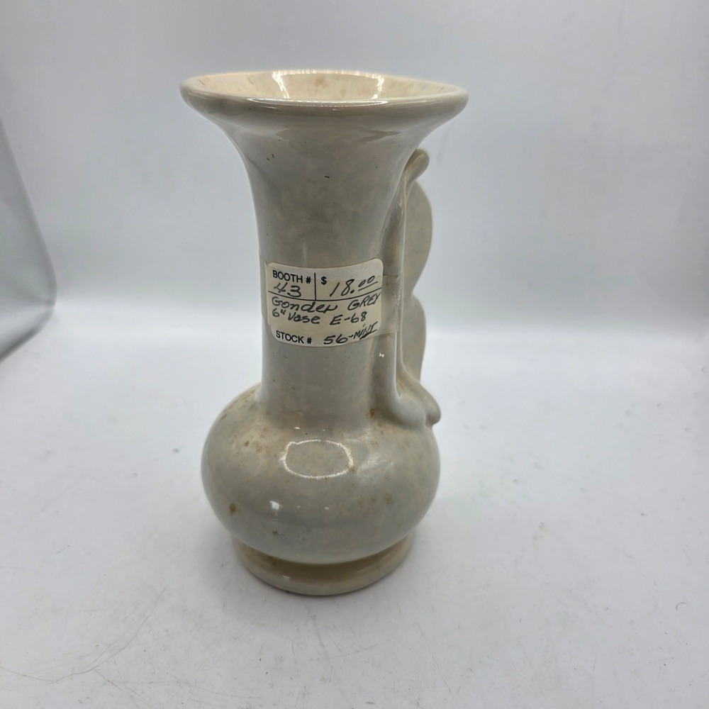 Vintage Gonder E-68 Gray Pearl Vase 6" Art Pottery Zanesville Ohio USA